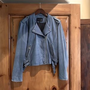Dusty blue leather jacket